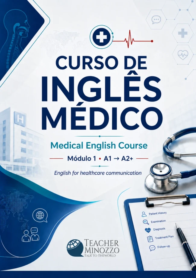 Capa real do curso de Inglês Médico.